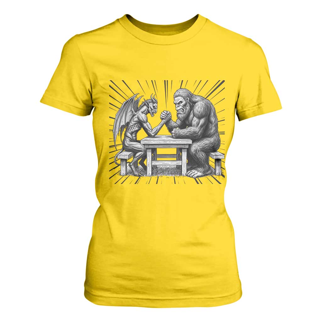Bigfoot Jersey Devil T Shirt For Women Arm Wrestling Funny Cryptid Gift TS12 Daisy Print Your Wear
