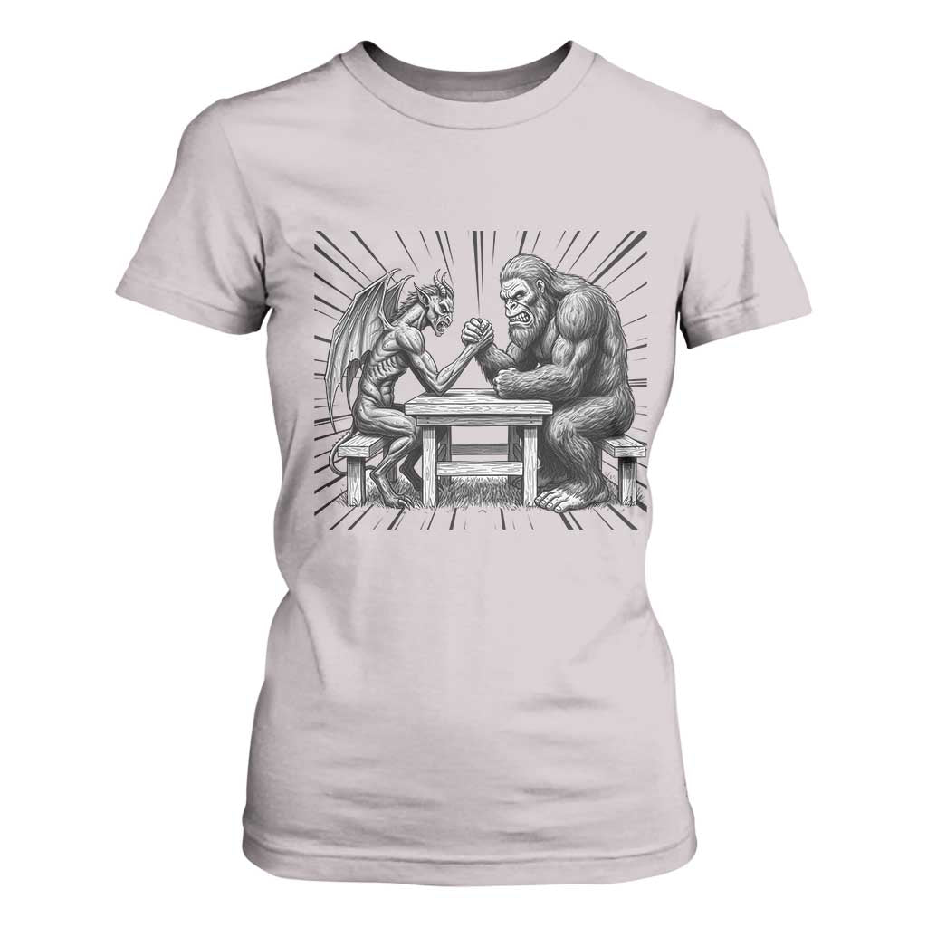 Bigfoot Jersey Devil T Shirt For Women Arm Wrestling Funny Cryptid Gift TS12 Ice Gray Print Your Wear