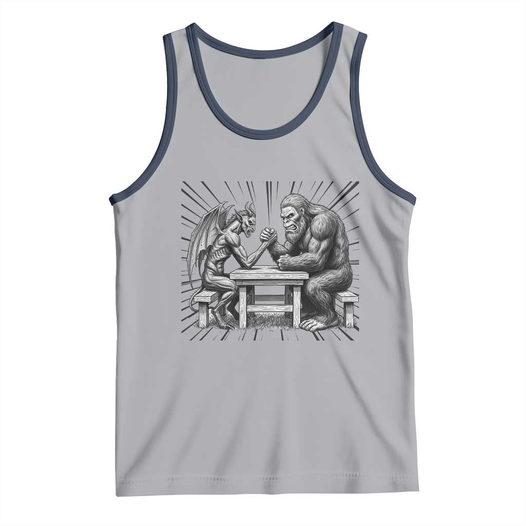 Bigfoot Jersey Devil Tank Top Arm Wrestling Funny Cryptid Gift TS12 Athletic Heather Navy Print Your Wear