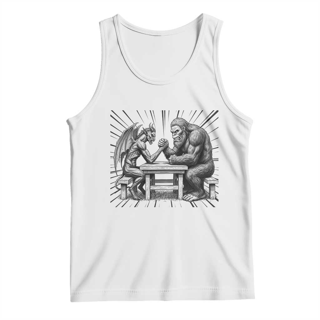 Bigfoot Jersey Devil Tank Top Arm Wrestling Funny Cryptid Gift TS12 White Print Your Wear