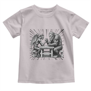 Bigfoot Jersey Devil Toddler T Shirt Arm Wrestling Funny Cryptid Gift TS12 Ice Gray Print Your Wear