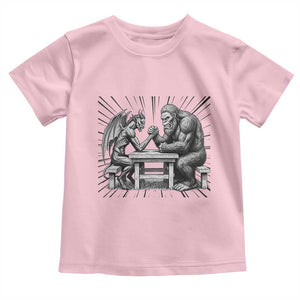 Bigfoot Jersey Devil Toddler T Shirt Arm Wrestling Funny Cryptid Gift TS12 Light Pink Print Your Wear