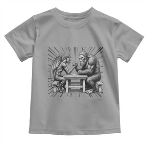 Bigfoot Jersey Devil Toddler T Shirt Arm Wrestling Funny Cryptid Gift TS12 Sport Gray Print Your Wear
