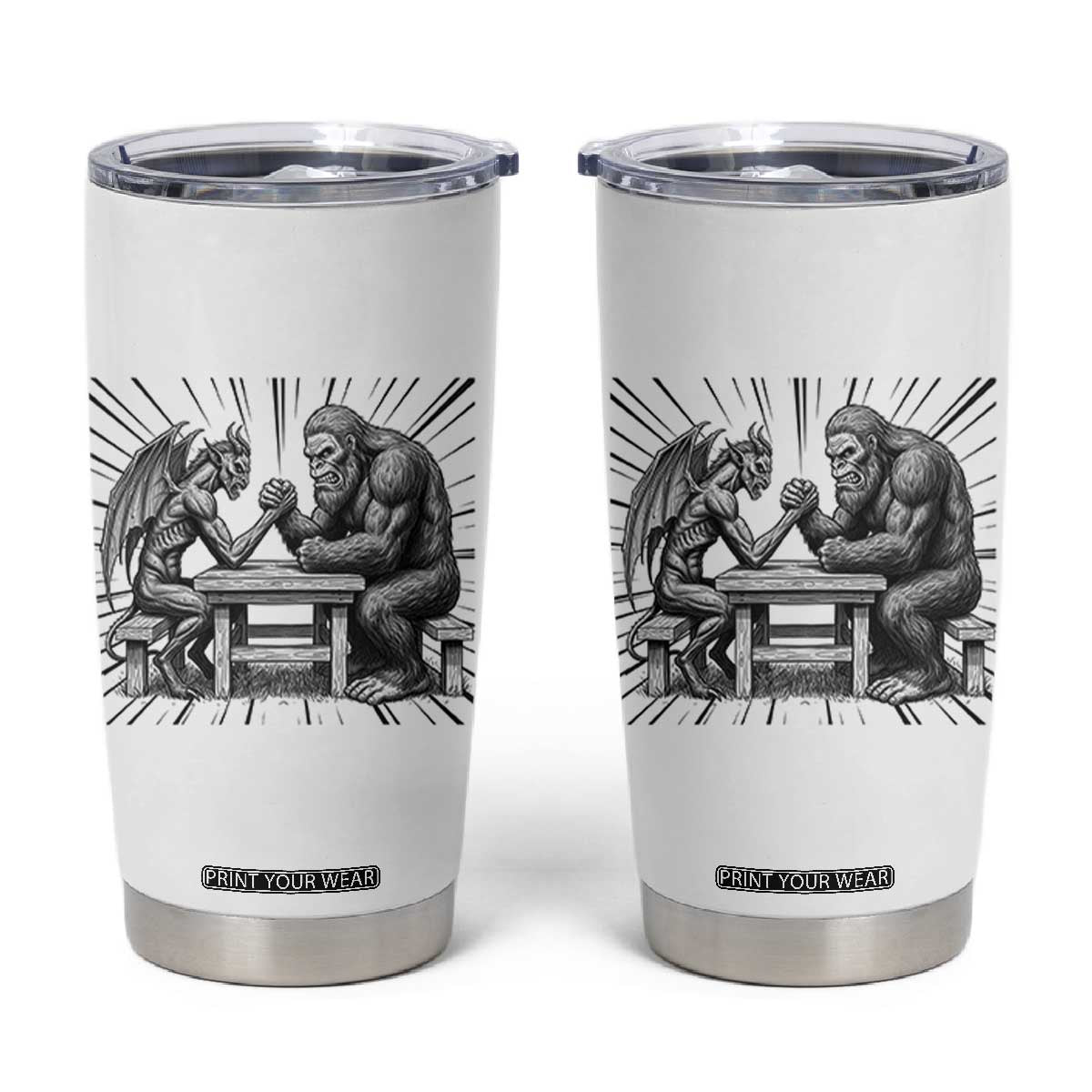 Bigfoot Jersey Devil Tumbler Cup Arm Wrestling Funny Cryptid Gift TS12 White Print Your Wear