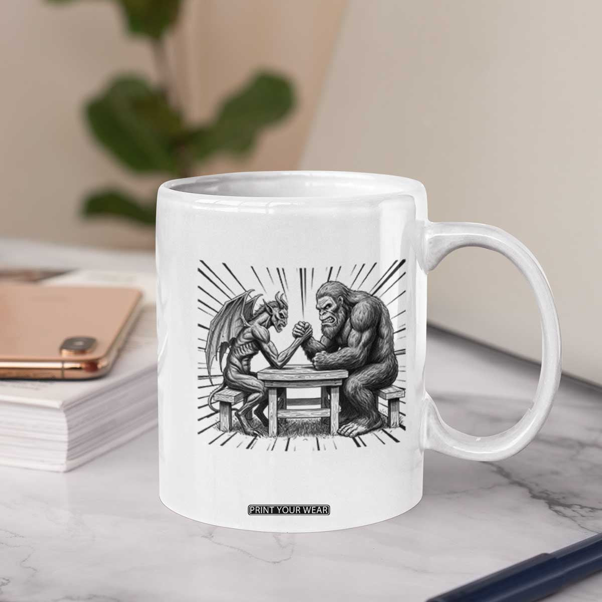 Bigfoot Jersey Devil Coffee Mug Arm Wrestling Funny Cryptid Gift TS12 Print Your Wear