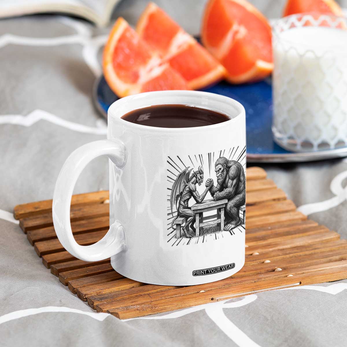 Bigfoot Jersey Devil Coffee Mug Arm Wrestling Funny Cryptid Gift TS12 Print Your Wear