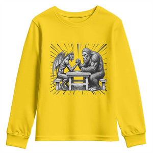 Bigfoot Jersey Devil Youth Sweatshirt Arm Wrestling Funny Cryptid Gift TS12 Daisy Print Your Wear