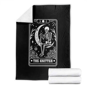 The Knitter Skeleton Throw Blanket Knitting Lover Gift Tarot Card Graphic TS12 Black Print Your Wear