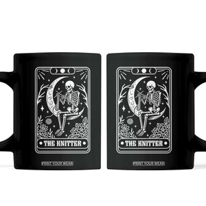 The Knitter Skeleton Coffee Mug Knitting Lover Gift Tarot Card Graphic TS12 Black Print Your Wear