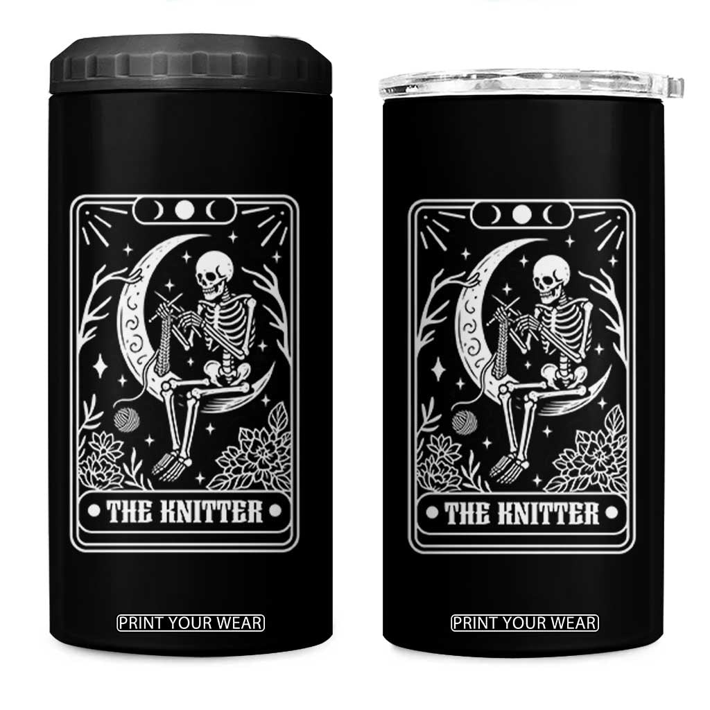 The Knitter Skeleton 4 in 1 Can Cooler Tumbler Knitting Lover Gift Tarot Card Graphic TS12 One Size: 16 oz Black Print Your Wear
