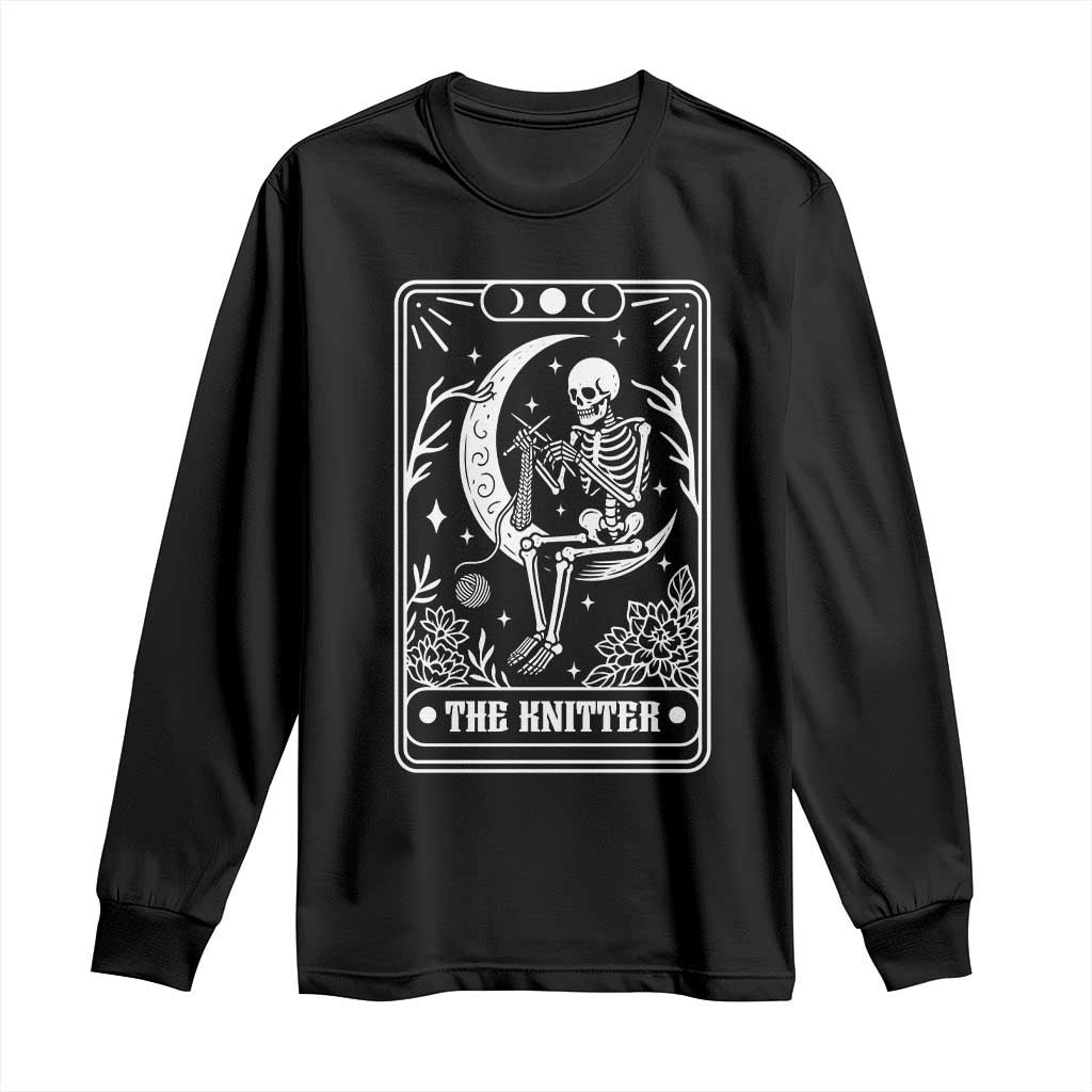 The Knitter Skeleton Long Sleeve Shirt Knitting Lover Gift Tarot Card Graphic TS12 Black Print Your Wear