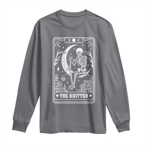 The Knitter Skeleton Long Sleeve Shirt Knitting Lover Gift Tarot Card Graphic TS12 Charcoal Print Your Wear