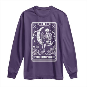 The Knitter Skeleton Long Sleeve Shirt Knitting Lover Gift Tarot Card Graphic TS12 Purple Print Your Wear