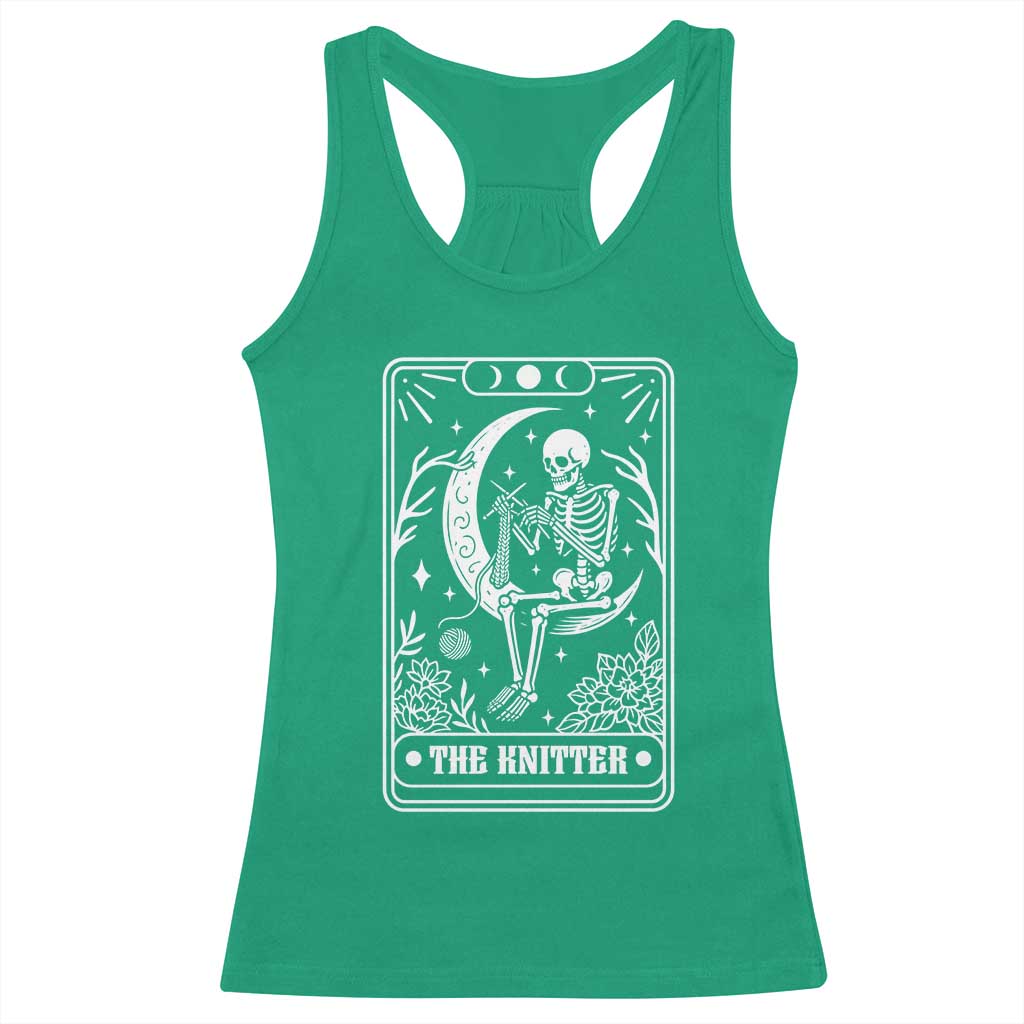 The Knitter Skeleton Racerback Tank Top Knitting Lover Gift Tarot Card Graphic TS12 Irish Green Print Your Wear