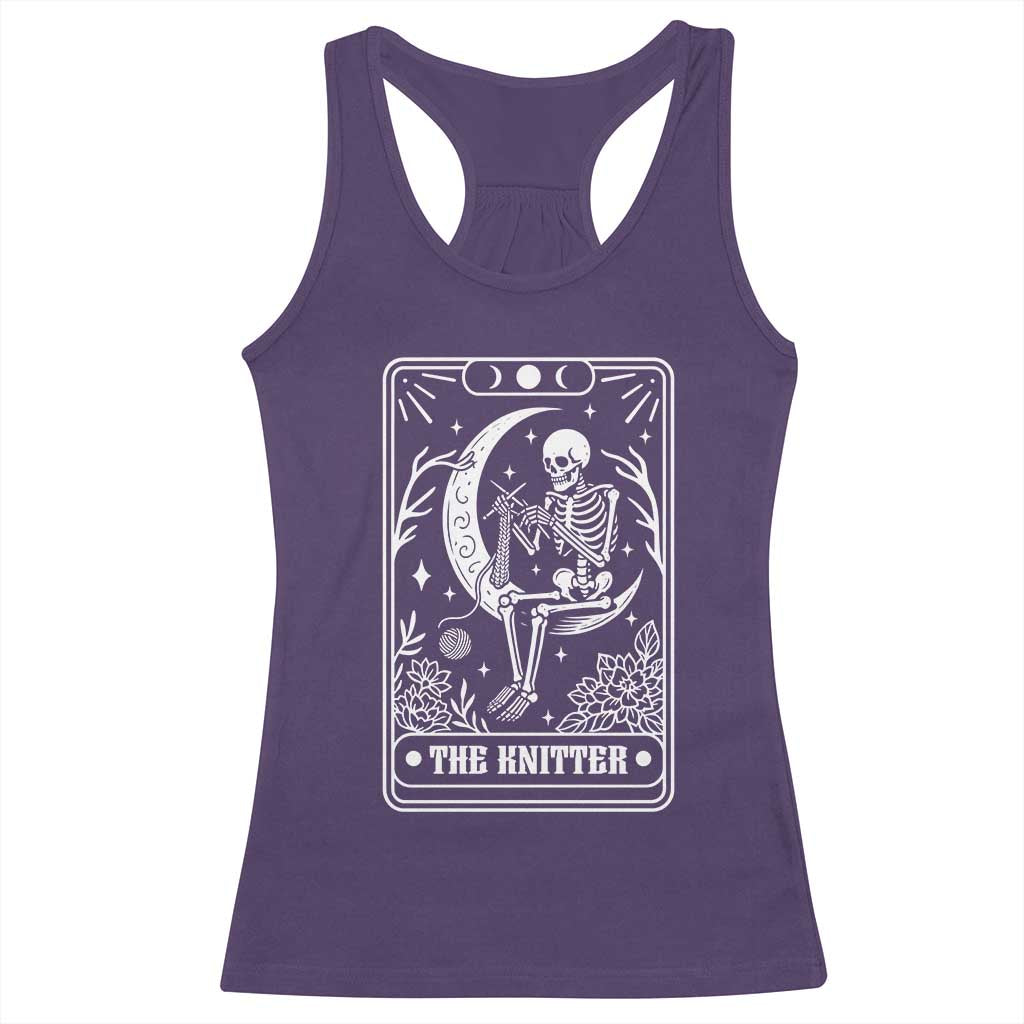 The Knitter Skeleton Racerback Tank Top Knitting Lover Gift Tarot Card Graphic TS12 Purple Print Your Wear