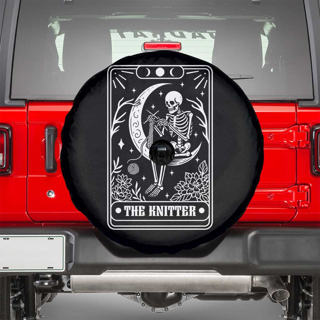 The Knitter Skeleton Spare Tire Cover Knitting Lover Gift Tarot Card Graphic TS12 Black Print Your Wear