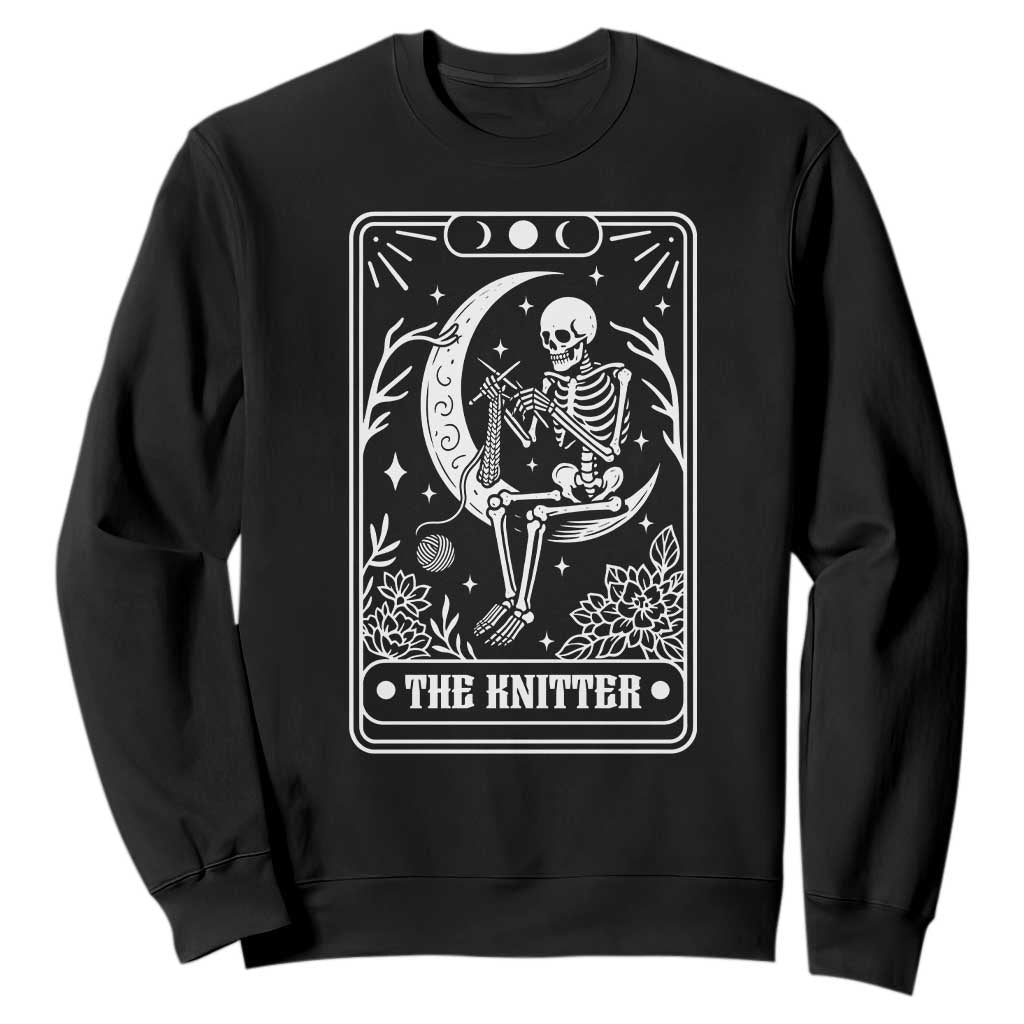 The Knitter Skeleton Sweatshirt Knitting Lover Gift Tarot Card Graphic TS12 Black Print Your Wear