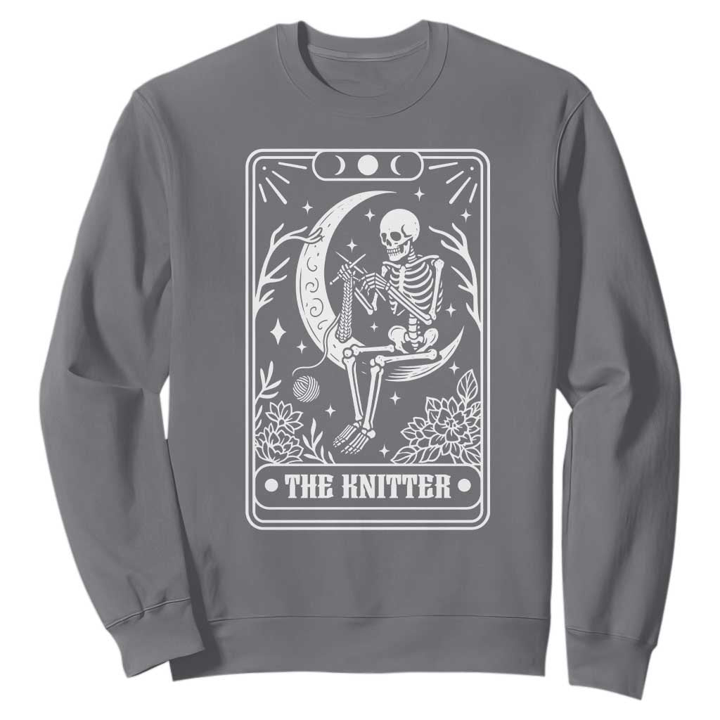 The Knitter Skeleton Sweatshirt Knitting Lover Gift Tarot Card Graphic TS12 Charcoal Print Your Wear