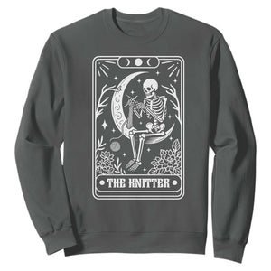 The Knitter Skeleton Sweatshirt Knitting Lover Gift Tarot Card Graphic TS12 Dark Heather Print Your Wear
