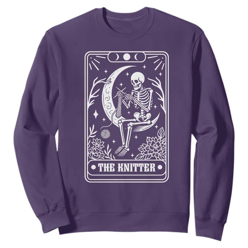 The Knitter Skeleton Sweatshirt Knitting Lover Gift Tarot Card Graphic TS12 Purple Print Your Wear