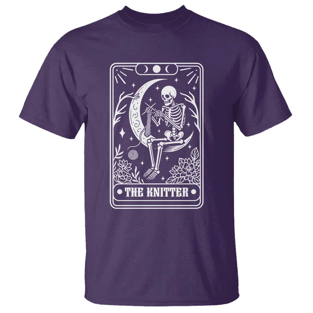 The Knitter Skeleton T Shirt Knitting Lover Gift Tarot Card Graphic TS12 Purple Print Your Wear