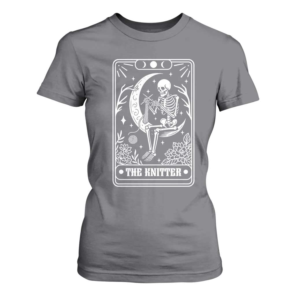 The Knitter Skeleton T Shirt For Women Knitting Lover Gift Tarot Card Graphic TS12 Charcoal Print Your Wear