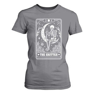 The Knitter Skeleton T Shirt For Women Knitting Lover Gift Tarot Card Graphic TS12 Charcoal Print Your Wear