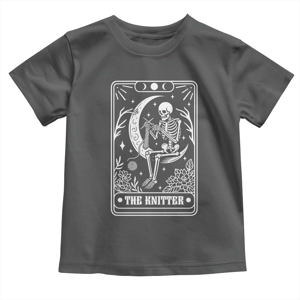 The Knitter Skeleton Toddler T Shirt Knitting Lover Gift Tarot Card Graphic TS12 Dark Heather Print Your Wear