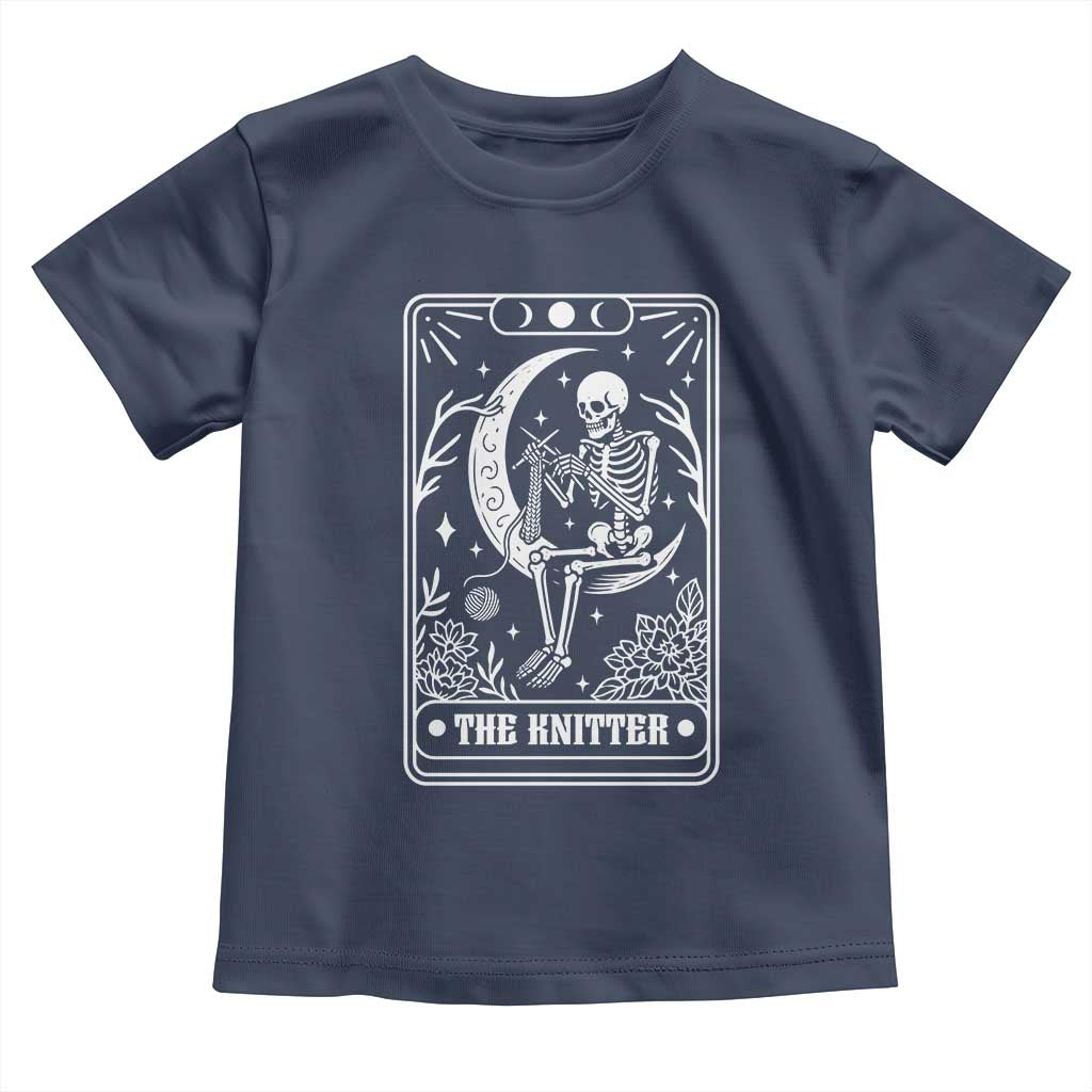The Knitter Skeleton Toddler T Shirt Knitting Lover Gift Tarot Card Graphic TS12 Navy Print Your Wear