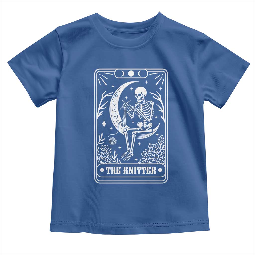 The Knitter Skeleton Toddler T Shirt Knitting Lover Gift Tarot Card Graphic TS12 Royal Blue Print Your Wear