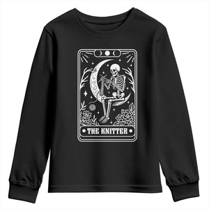 The Knitter Skeleton Youth Sweatshirt Knitting Lover Gift Tarot Card Graphic TS12 Black Print Your Wear