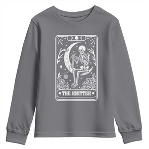 The Knitter Skeleton Youth Sweatshirt Knitting Lover Gift Tarot Card Graphic TS12 Charcoal Print Your Wear