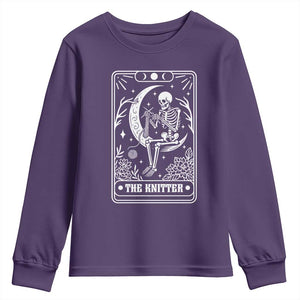 The Knitter Skeleton Youth Sweatshirt Knitting Lover Gift Tarot Card Graphic TS12 Purple Print Your Wear