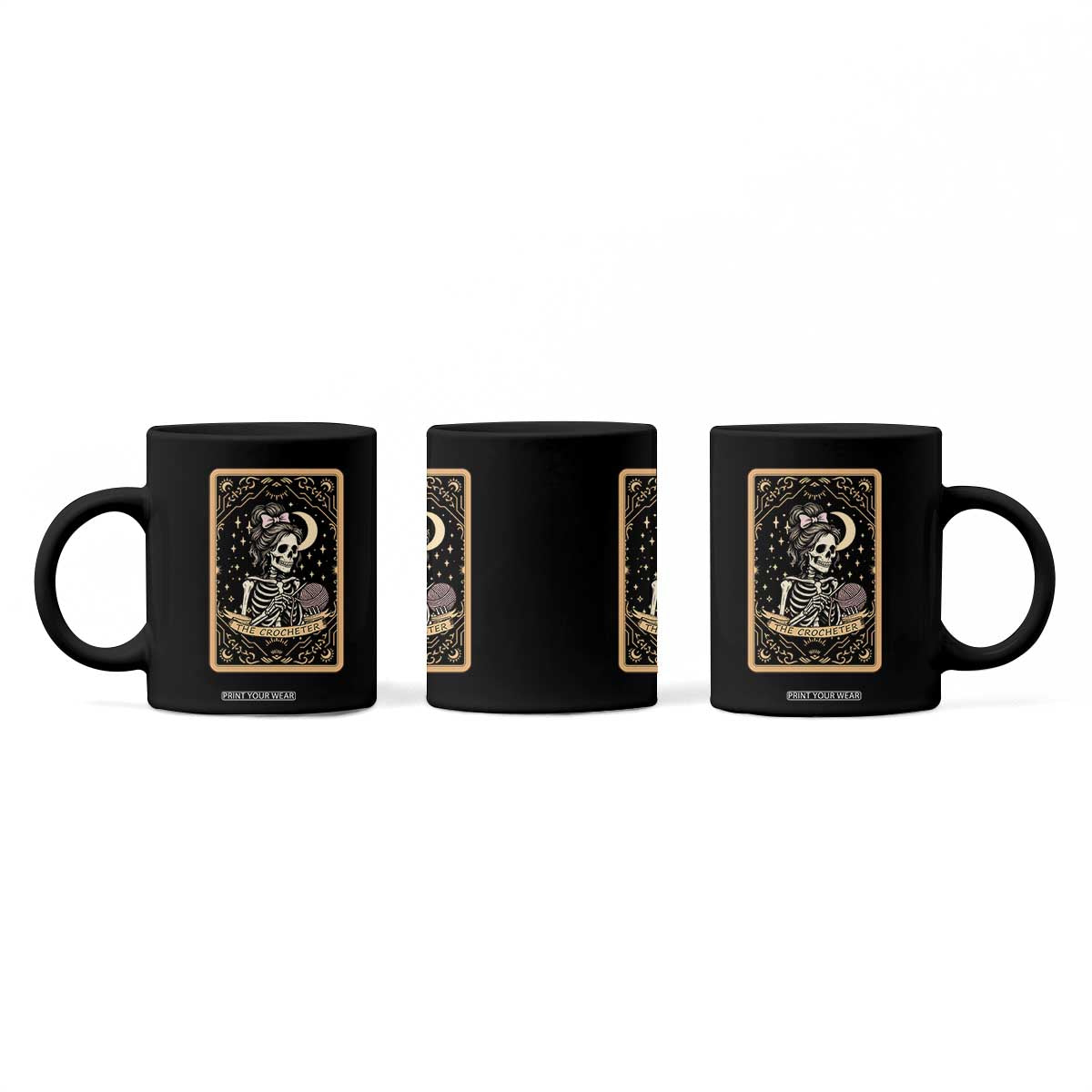 The Crocheter Skeleton Coffee Mug Crochet Lover Gift Tarot Card Graphic TS12 Print Your Wear