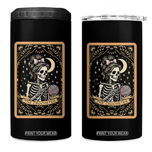 The Crocheter Skeleton 4 in 1 Can Cooler Tumbler Crochet Lover Gift Tarot Card Graphic TS12 One Size: 16 oz Black Print Your Wear