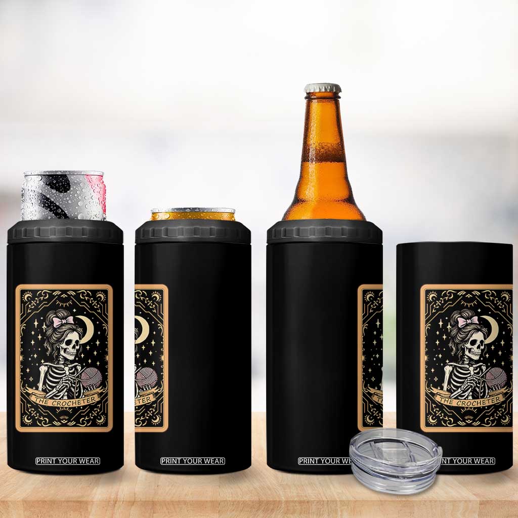 The Crocheter Skeleton 4 in 1 Can Cooler Tumbler Crochet Lover Gift Tarot Card Graphic TS12 Print Your Wear