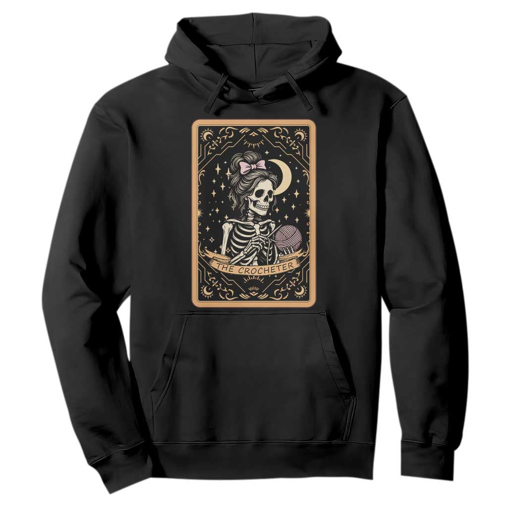 The Crocheter Skeleton Hoodie Crochet Lover Gift Tarot Card Graphic TS12 Black Print Your Wear