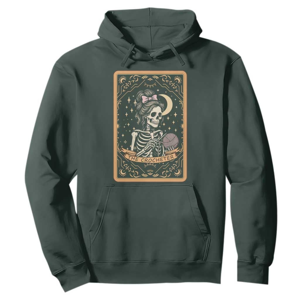 The Crocheter Skeleton Hoodie Crochet Lover Gift Tarot Card Graphic TS12 Dark Forest Green Print Your Wear
