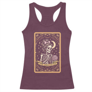 The Crocheter Skeleton Racerback Tank Top Crochet Lover Gift Tarot Card Graphic TS12 Maroon Print Your Wear