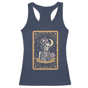 The Crocheter Skeleton Racerback Tank Top Crochet Lover Gift Tarot Card Graphic TS12 Navy Print Your Wear