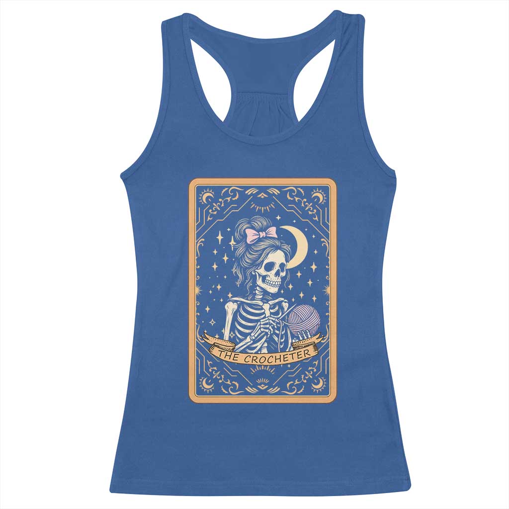 The Crocheter Skeleton Racerback Tank Top Crochet Lover Gift Tarot Card Graphic TS12 Royal Blue Print Your Wear