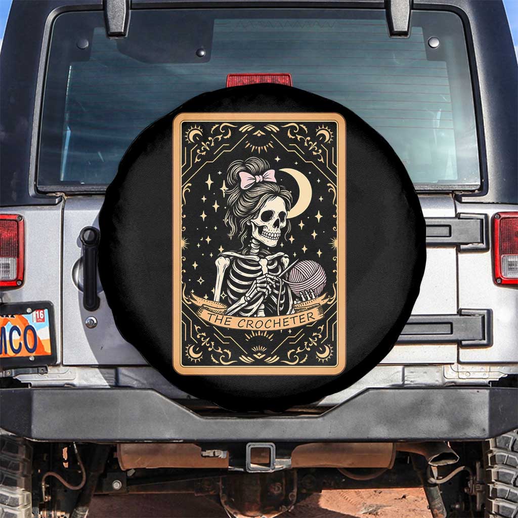 The Crocheter Skeleton Spare Tire Cover Crochet Lover Gift Tarot Card Graphic TS12 No hole Black Print Your Wear