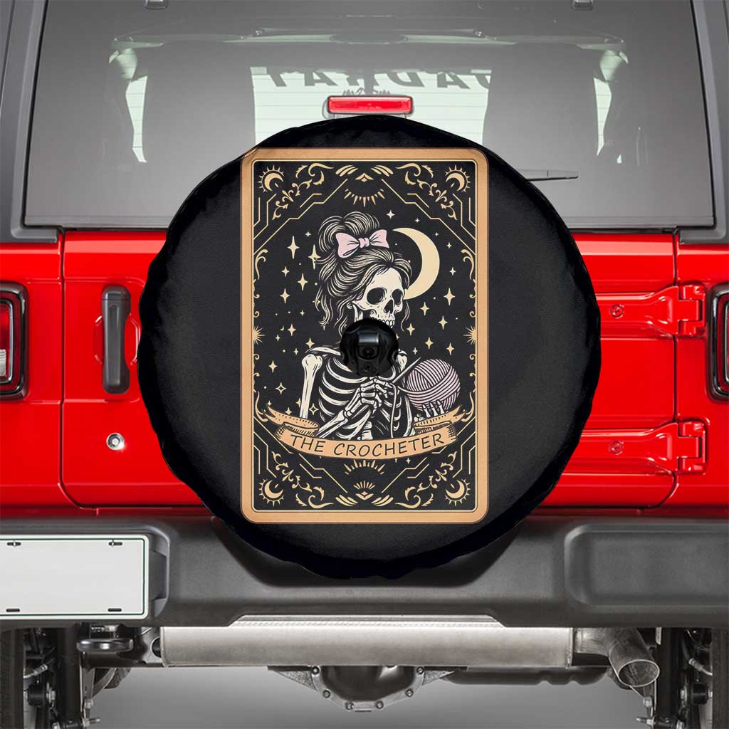The Crocheter Skeleton Spare Tire Cover Crochet Lover Gift Tarot Card Graphic TS12 Black Print Your Wear