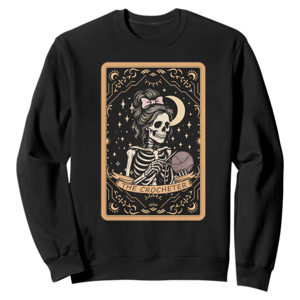 The Crocheter Skeleton Sweatshirt Crochet Lover Gift Tarot Card Graphic TS12 Black Print Your Wear