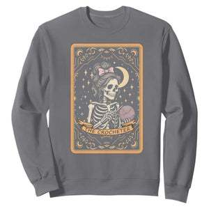 The Crocheter Skeleton Sweatshirt Crochet Lover Gift Tarot Card Graphic TS12 Charcoal Print Your Wear