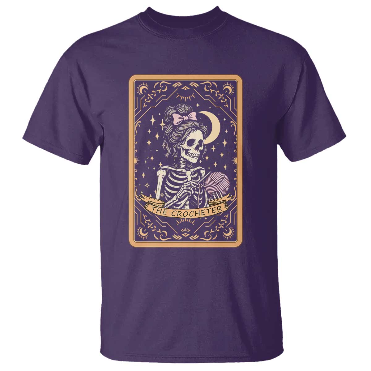 The Crocheter Skeleton T Shirt Crochet Lover Gift Tarot Card Graphic TS12 Purple Print Your Wear