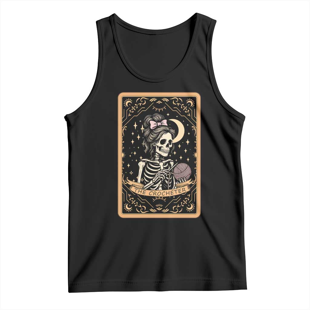 The Crocheter Skeleton Tank Top Crochet Lover Gift Tarot Card Graphic TS12 Black Print Your Wear