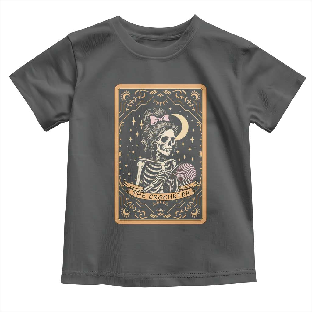 The Crocheter Skeleton Toddler T Shirt Crochet Lover Gift Tarot Card Graphic TS12 Dark Heather Print Your Wear