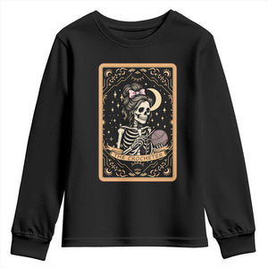The Crocheter Skeleton Youth Sweatshirt Crochet Lover Gift Tarot Card Graphic TS12 Black Print Your Wear