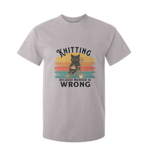Funny Black Cat T Shirt For Kid Knitting Because Murder Is Wrong Gift TS12 Ice Gray Print Your Wear